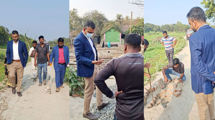  কালুখালীতে চলমান প্রকল্পের স্বচ্ছতা ও  মান নিশ্চিতকরণে তদারকিতে ইউএনও 